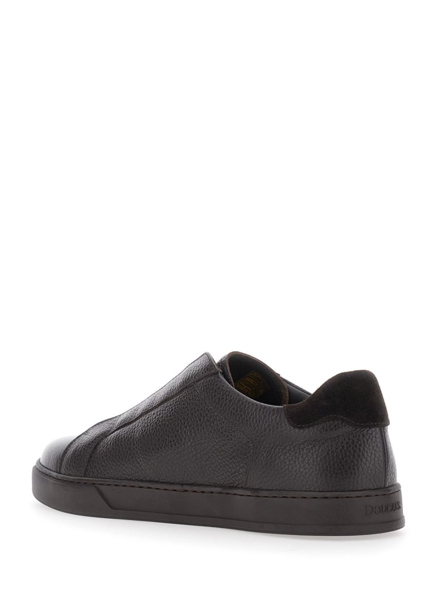 Doucal's Sneakers 'Spencer' Low Top con design slip-on in pelle marroni uomo, view 3