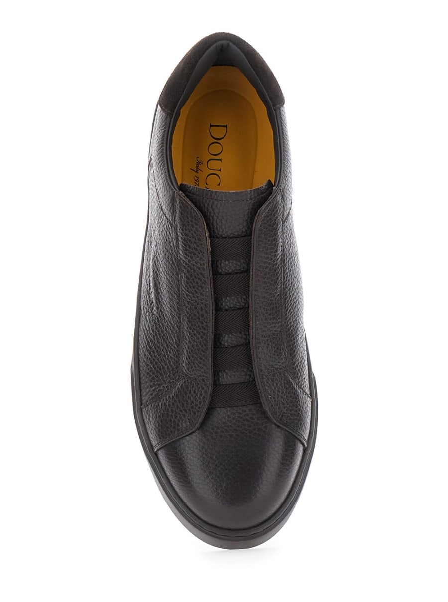 Doucal's Sneakers 'Spencer' Low Top con design slip-on in pelle marroni uomo, view 4