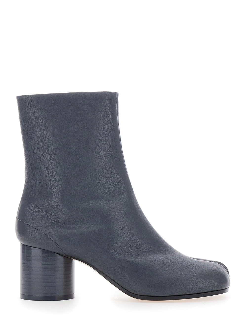 Maison Margiela Stivaletti con Tacco Alto Largo e Punta Tabi in Pelle Grigi Donna