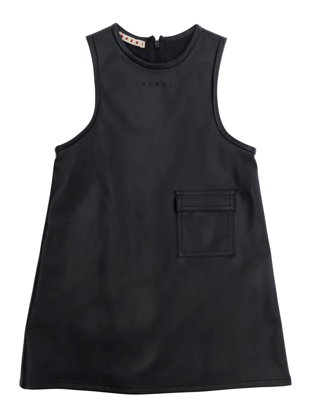 Marni kids Abito con logo lettering sul fronte in eco-pelle nero per bambina