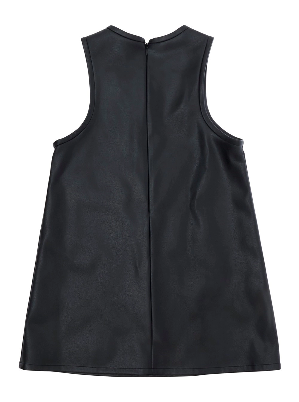 Marni kids Abito con logo lettering sul fronte in eco-pelle nero per bambina, view 2