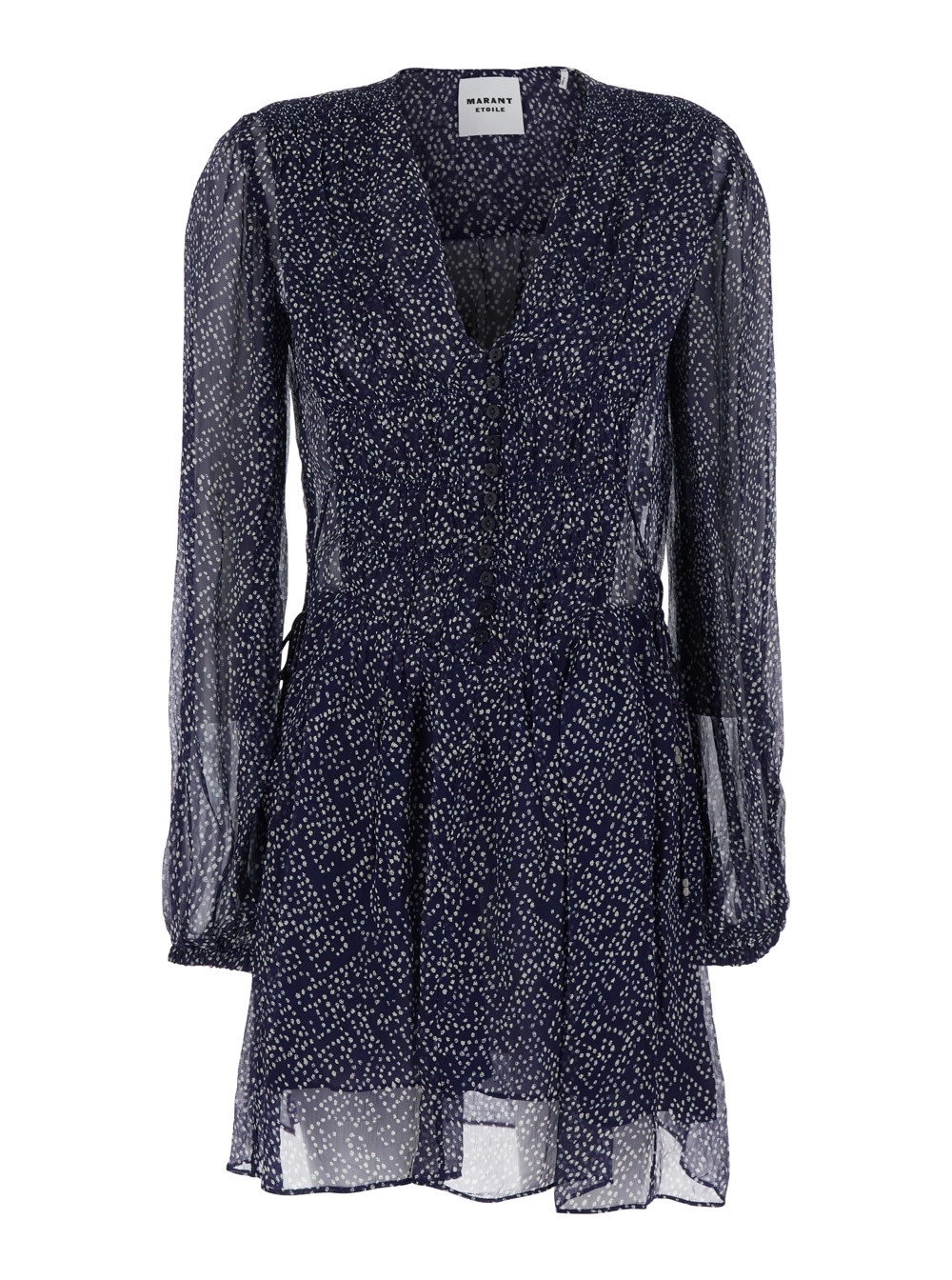 Marant etoile Abito 'Loriena' con Scollo a V e Stampa All-Over in Viscosa Blu Donna