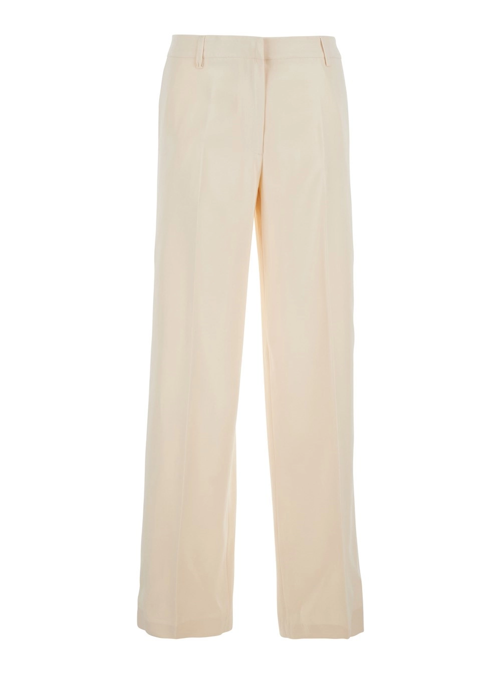 PT Torino Pantalone 'Francoise' con Passanti per Cintura in Misto Cotone Beige Donna