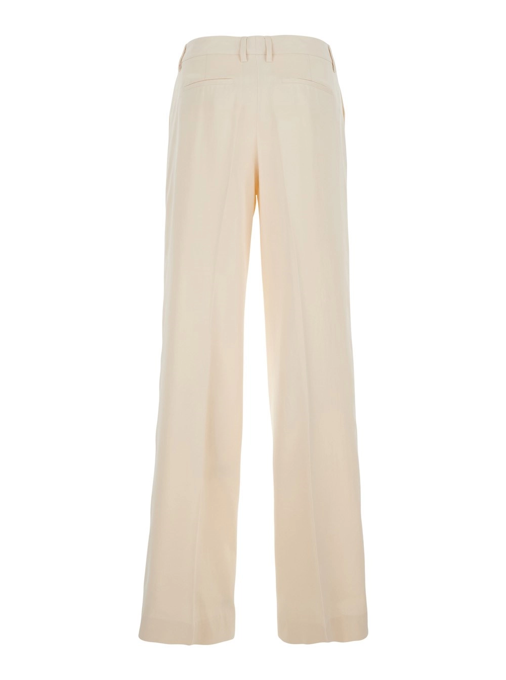 PT Torino Pantalone 'Francoise' con Passanti per Cintura in Misto Cotone Beige Donna, view 2