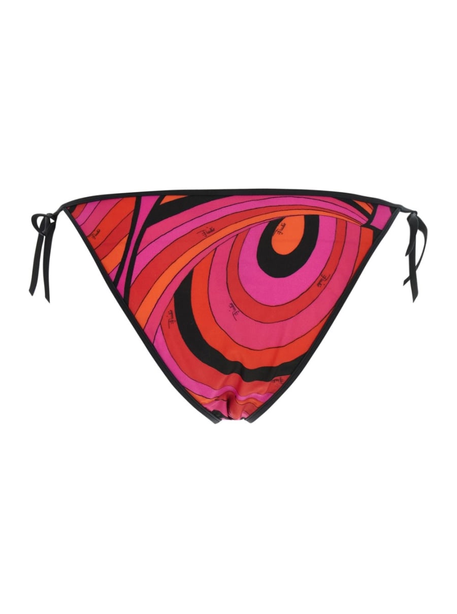 Pucci Slip Bikini Sgambato con Chiusura con Lacci Regolabili e Stampa Geometrica All-Over in Tessuto Tecnico Stretch Fuxia Donna, view 2