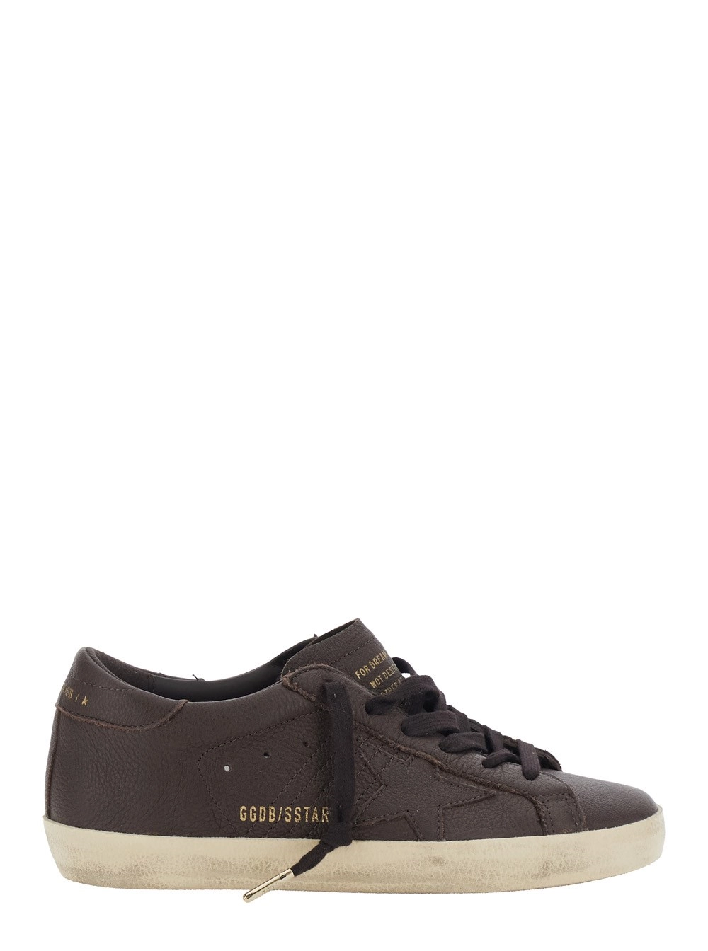 Golden Goose Sneakers' Superstar' con patch a stella sul lato e logo lettering sul tallone in pelle marroni donna