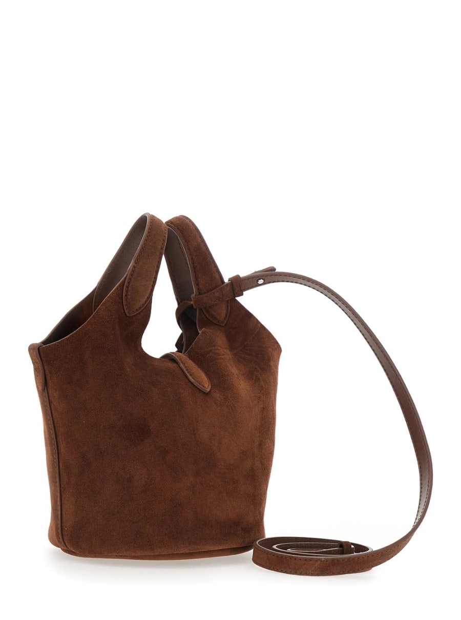 Polo Ralph Lauren Borsa a Mano 'Polo Play' con Cavallino sul Fronte e Tracolla Regolabile e Removibile in Pelle Scamosciata Marrone Donna, view 3