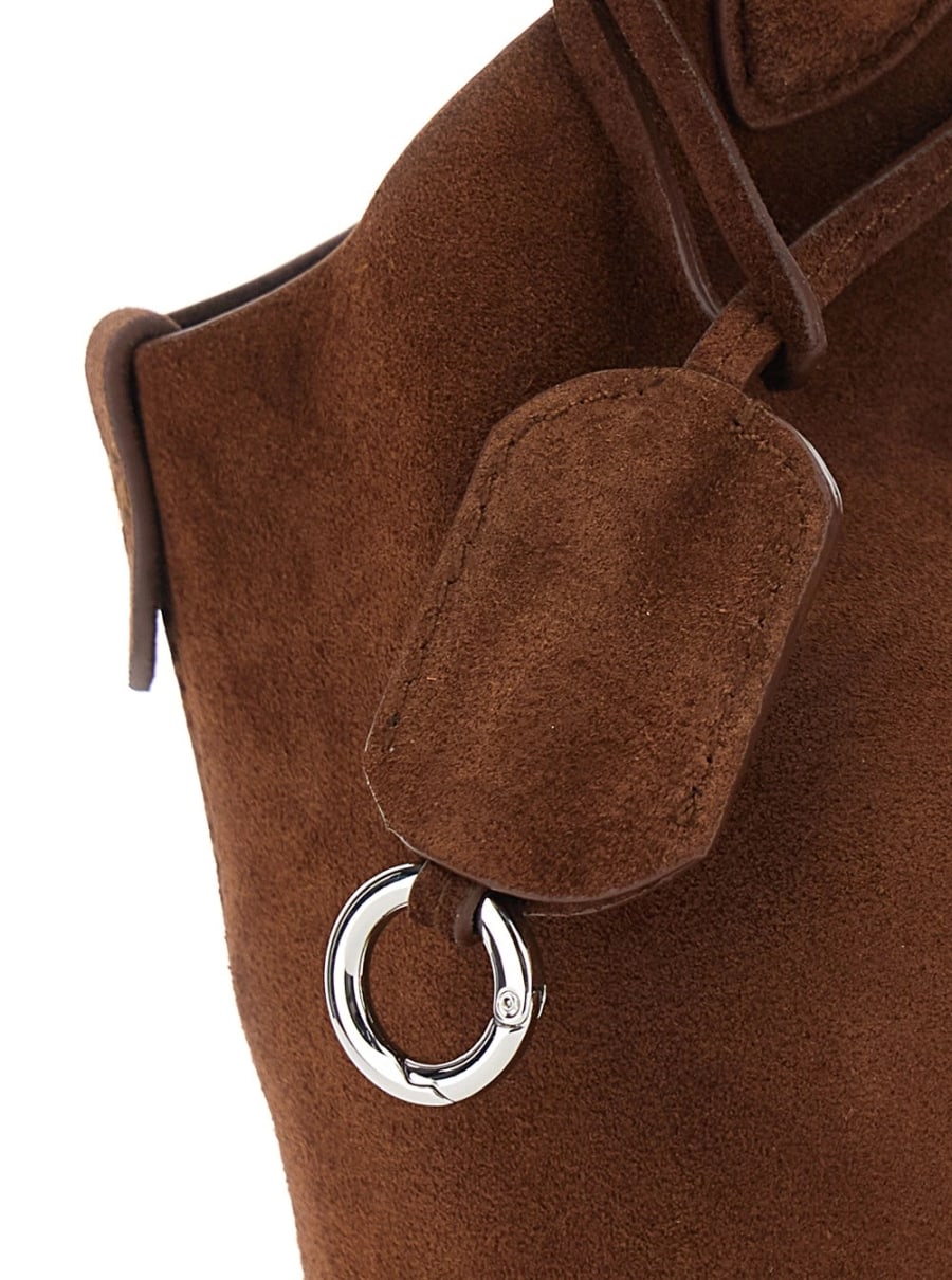 Polo Ralph Lauren Borsa a Mano 'Polo Play' con Cavallino sul Fronte e Tracolla Regolabile e Removibile in Pelle Scamosciata Marrone Donna, view 5
