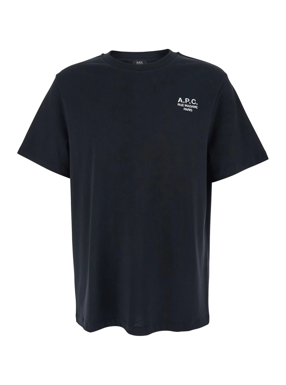 A.P.C. T-Shirt Girocollo con Logo Ricamato sul Fronte in Cotone Nera Donna