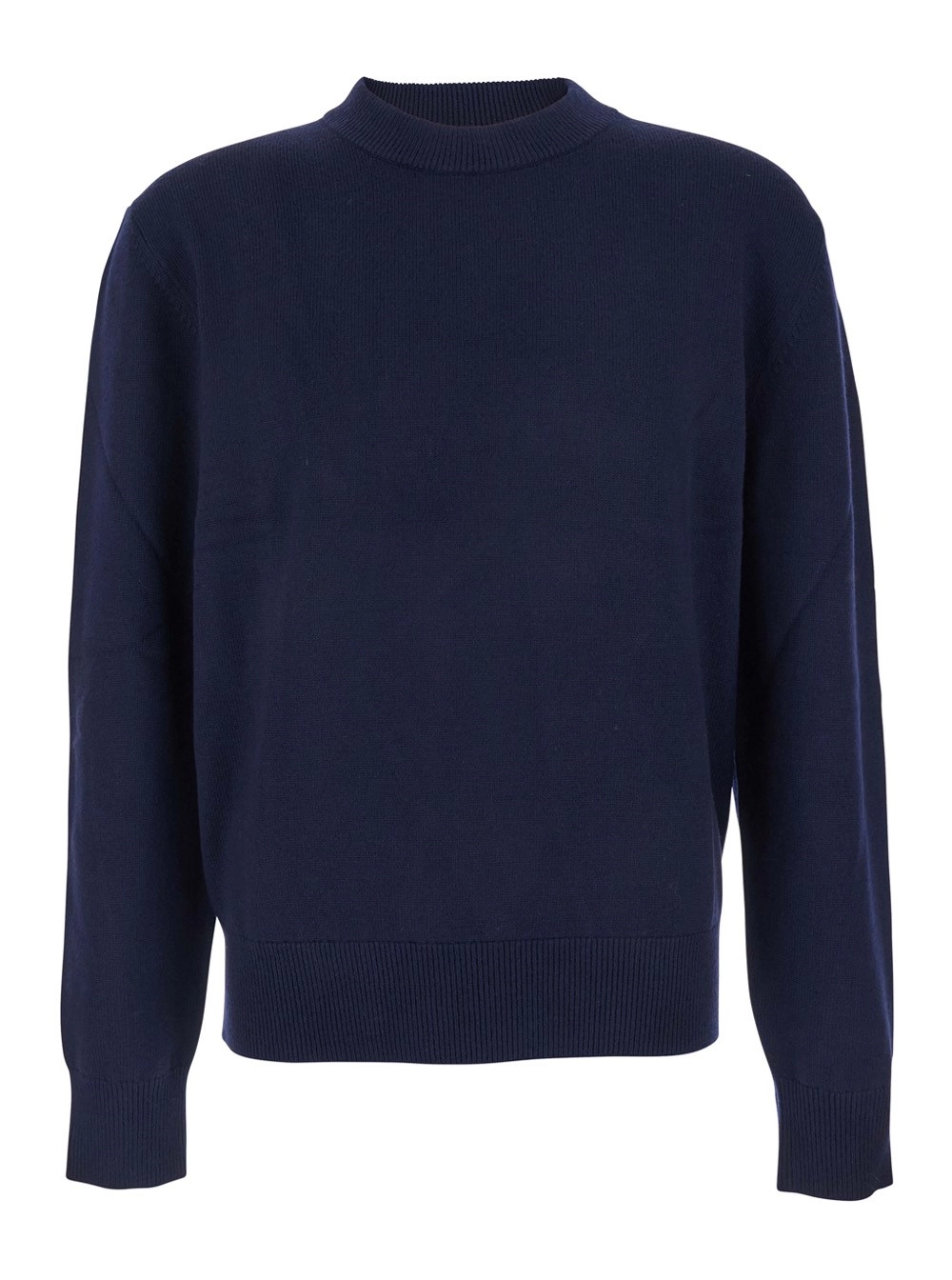 Sunflower Maglia Girocollo con Spalle Scese in Misto Lana Blu Uomo