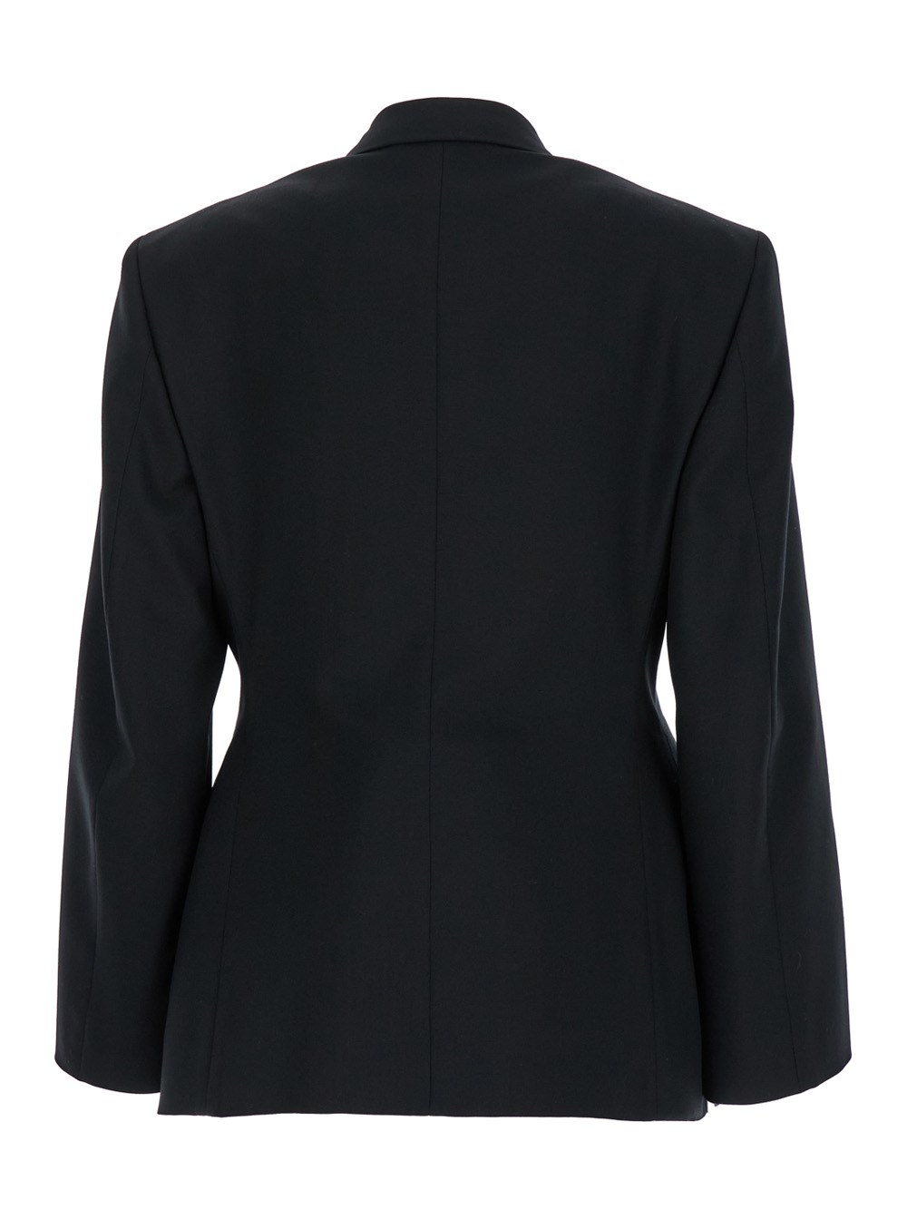 Balenciaga Giacca Monopetto 'Hourglass' con Revers Classici in Lana Nera Donna, view 2