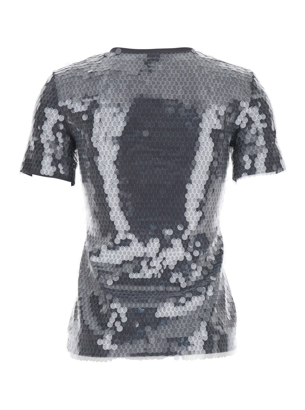Sportmax T-Shirt con Paillettes Applicate All-Over in Tessuto Tecnico Grigia Donna, view 2