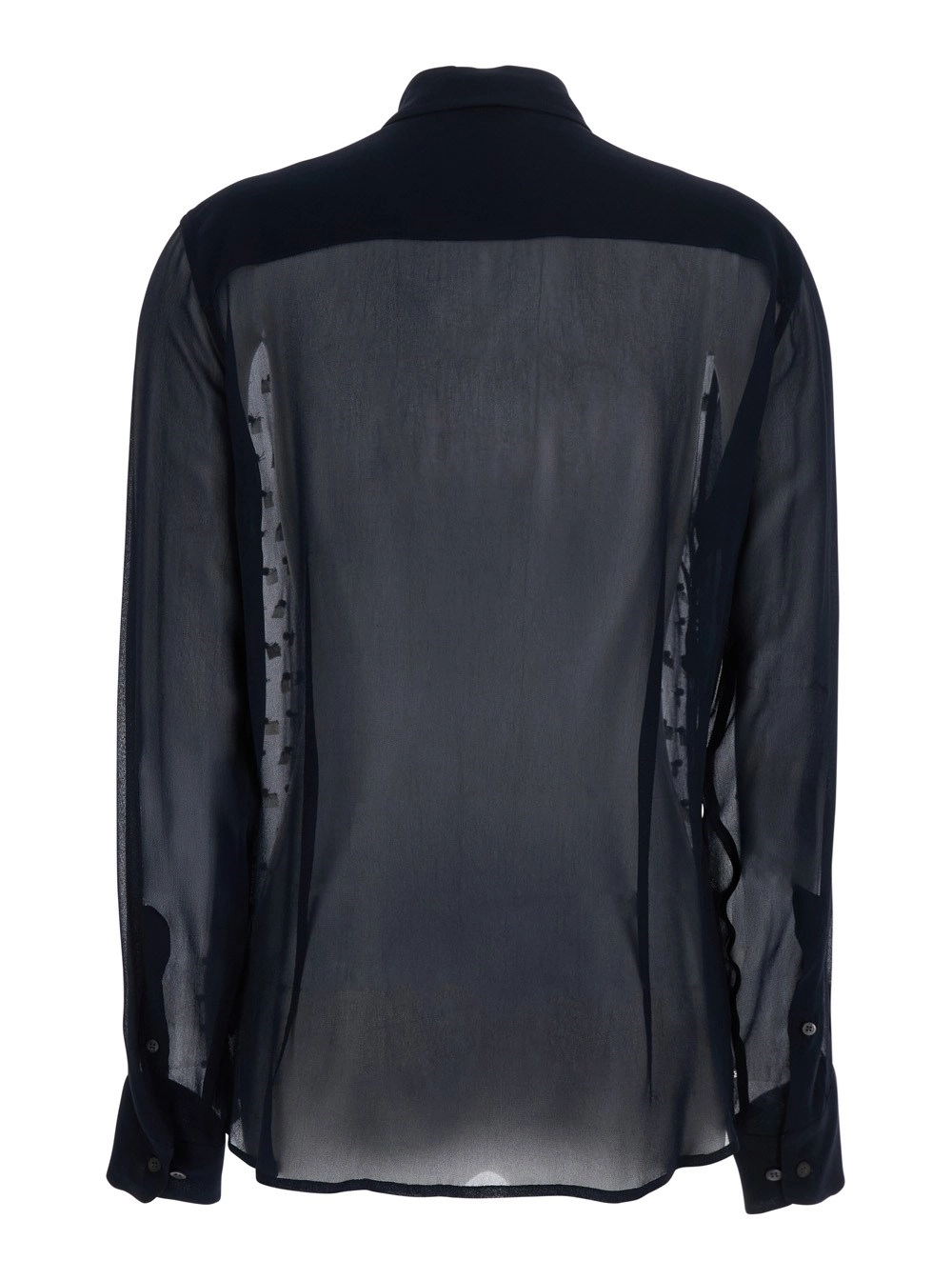 Dries Van Noten Camicia con Colletto a Punta e Cristalli Applicati All-Over in Viscosa Blu Donna, view 2
