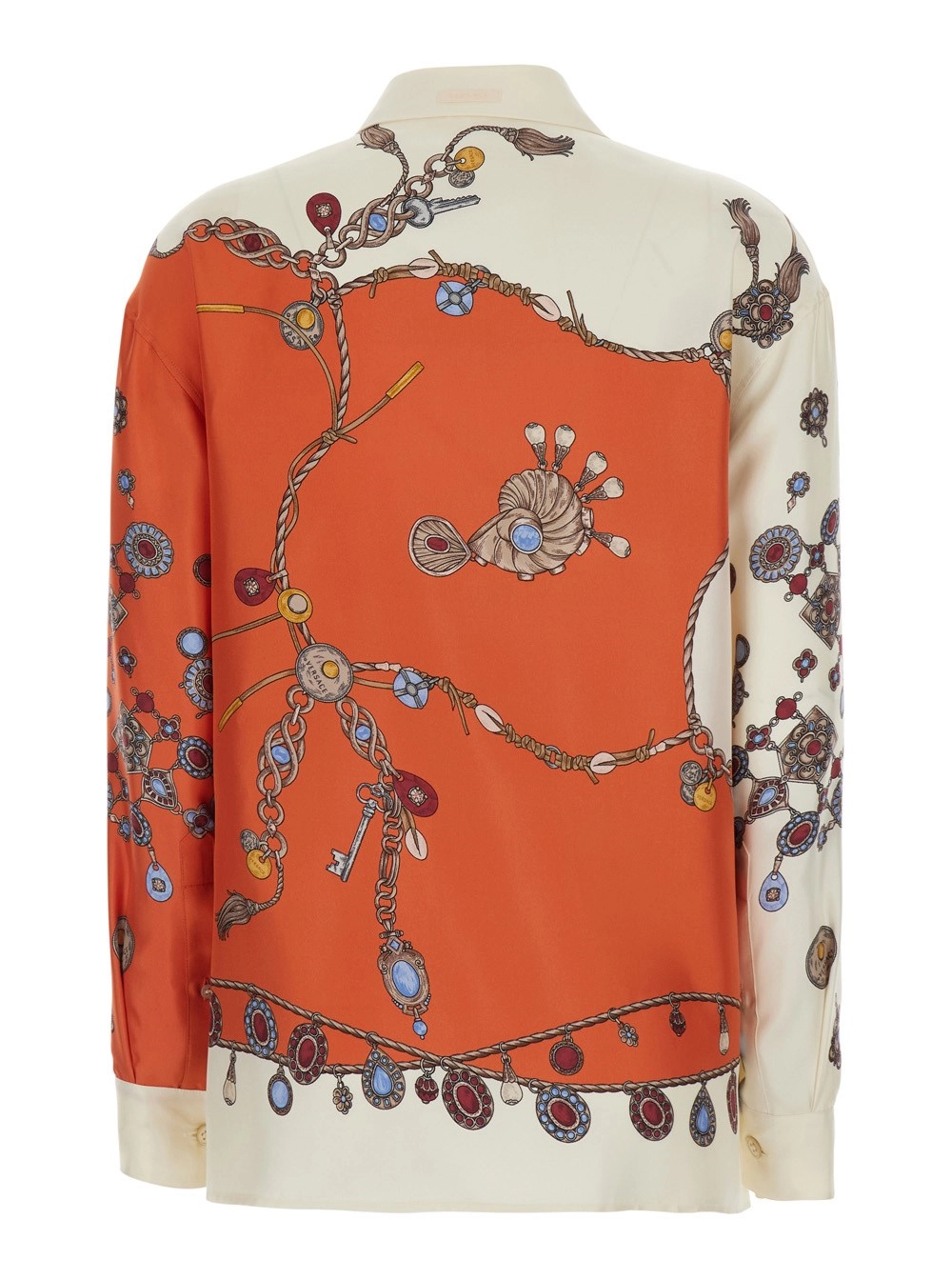 Versace Camicia con colletto classico e stampa all-over in seta multicolor donna, view 2