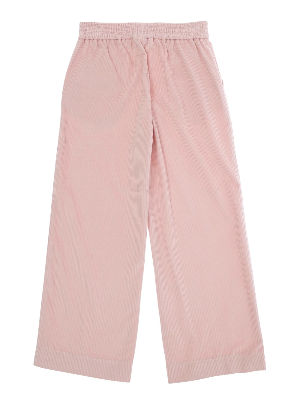 Monnalisa kids Pantalone con Vita Elasticizzata sul Retro e Patch Logo sul Fronte in Velluto a Coste Rosa Bambina, view 2