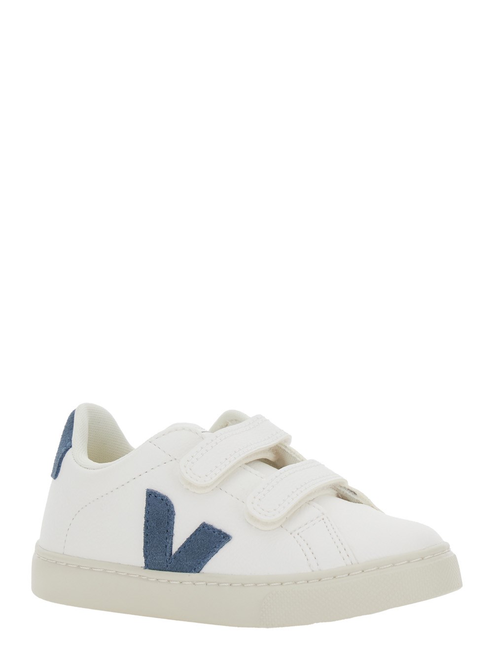 Veja kids Sneaker 'Epslar' con Chiusura a Strappo e Logo sul Lato in Pelle Bianche Bambino, view 2