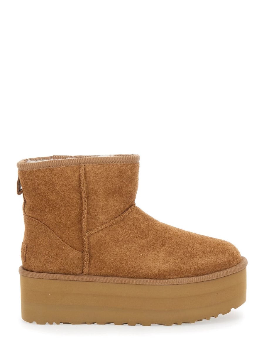 UGG Stivaletti alla Caviglia 'Classic Mini Platform' con Plarform Oversize in Pelle Scamosciata Marroni Donna