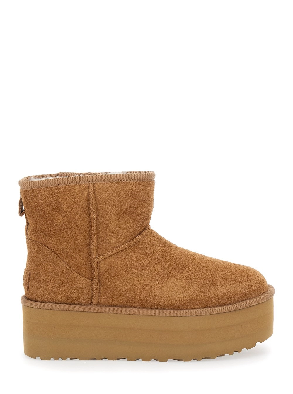 UGG Stivaletti alla Caviglia 'Classic Mini Platform' con Plarform Oversize in Pelle Scamosciata Marroni Donna