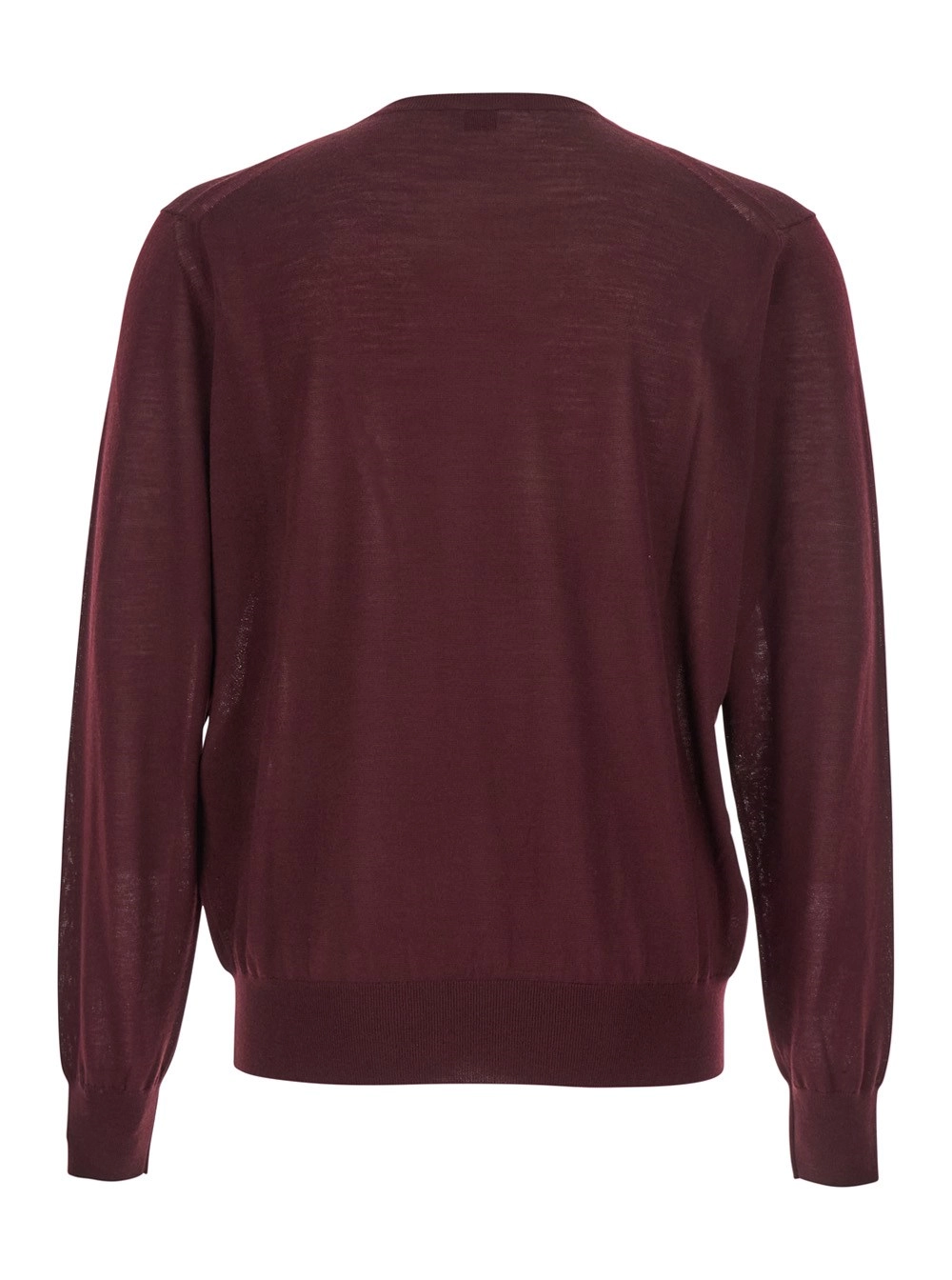 Saint Laurent Maglione Girocollo con Cassandre in Cashmere Bordeaux Uomo, view 2