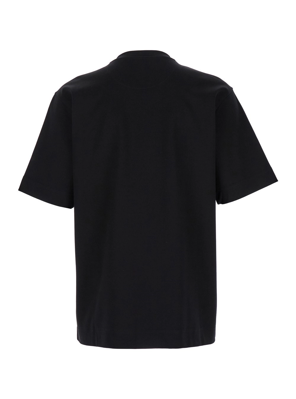 Fendi T-Shirt Girocollo con Stampa Logo sul Fronte in Cotone Nera Uomo, view 2