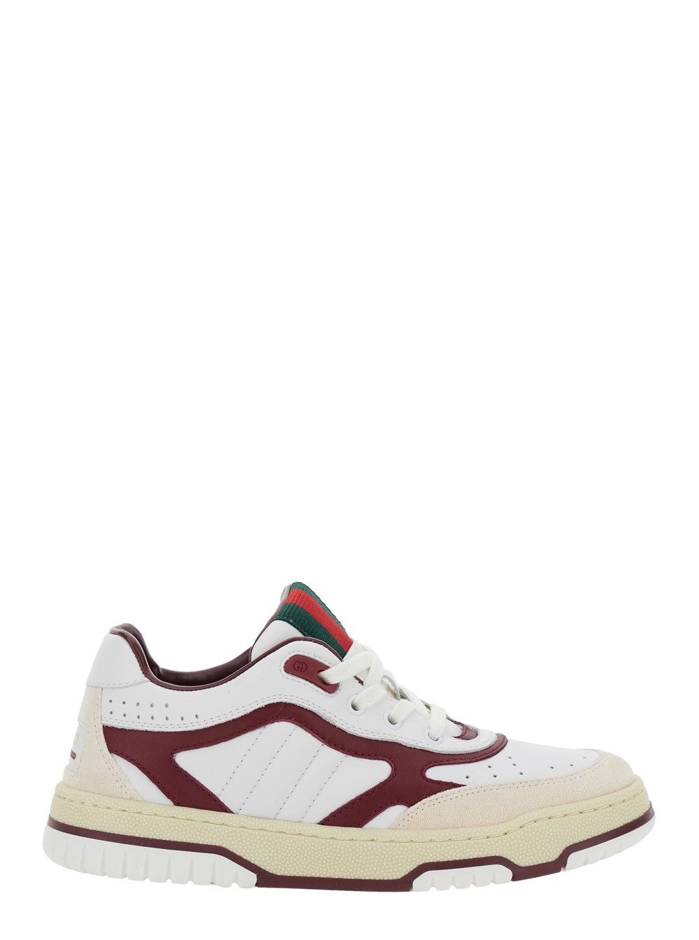 Gucci kids Sneaker Low Top con Linguetta Web in Pelle Bianca Bambino