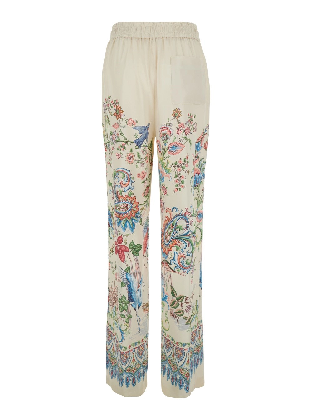 Etro Pantalone con Vita Elasticizzata con Coulisse e Stampa Floreale All-Over in Tessuto Tecnico Bianco Donna, view 2