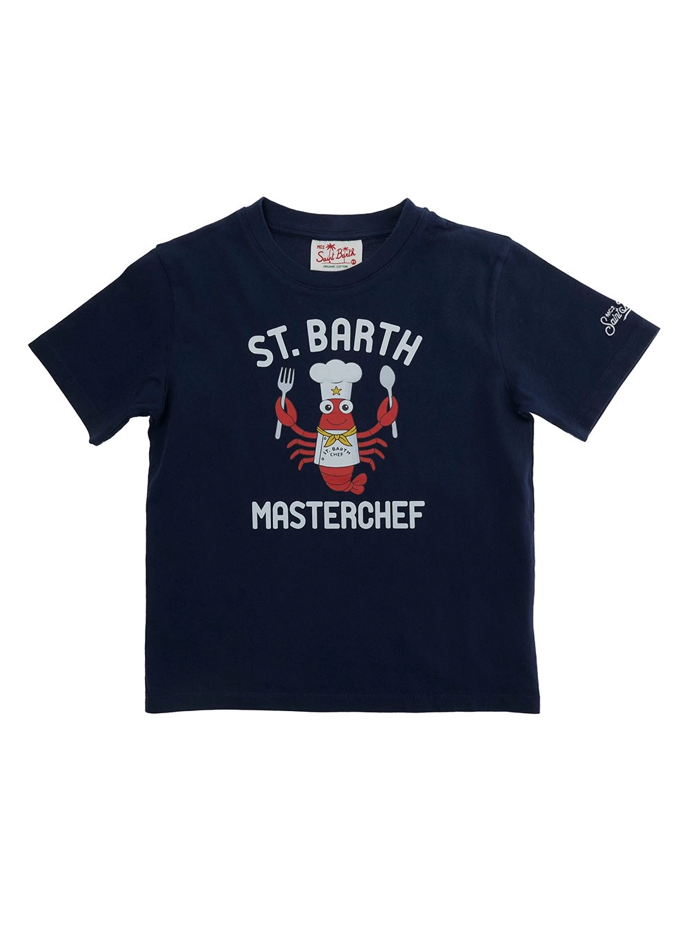 Mc2 saint barth kids T-Shirt con Stampa sul Fronte in Cotone Blu Bambina