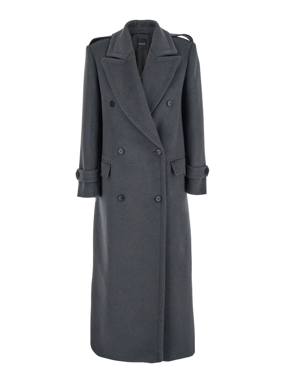 Leplain Cappotto Doppiopetto con Revers Classici Ampi in Lana Grigio Donna