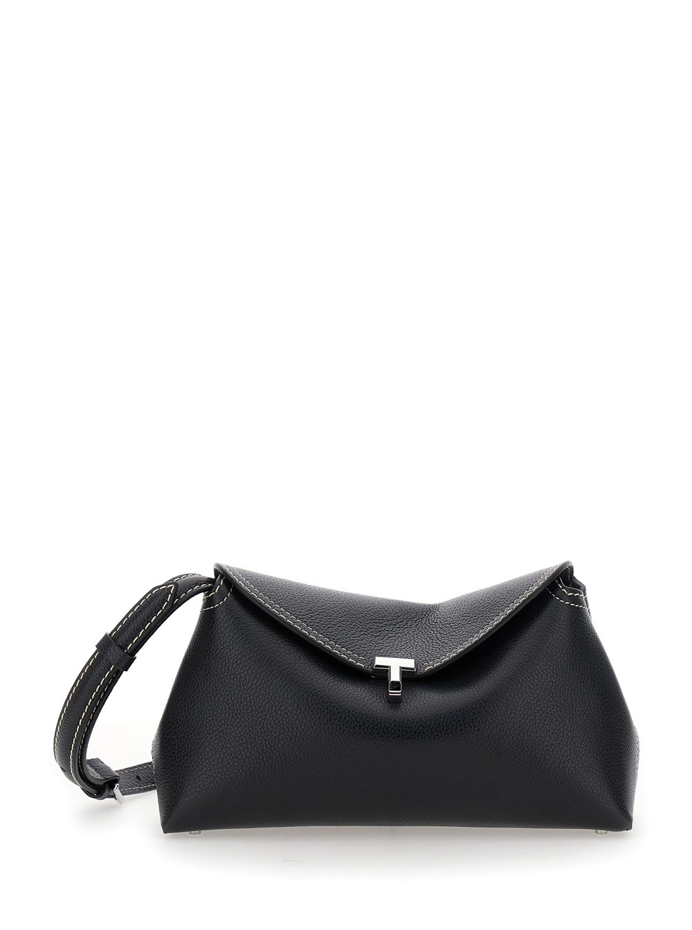 Toteme Borsa a Tracolla 'T-Lock' con Chiusura a T in Pelle Martellata Nera Donna