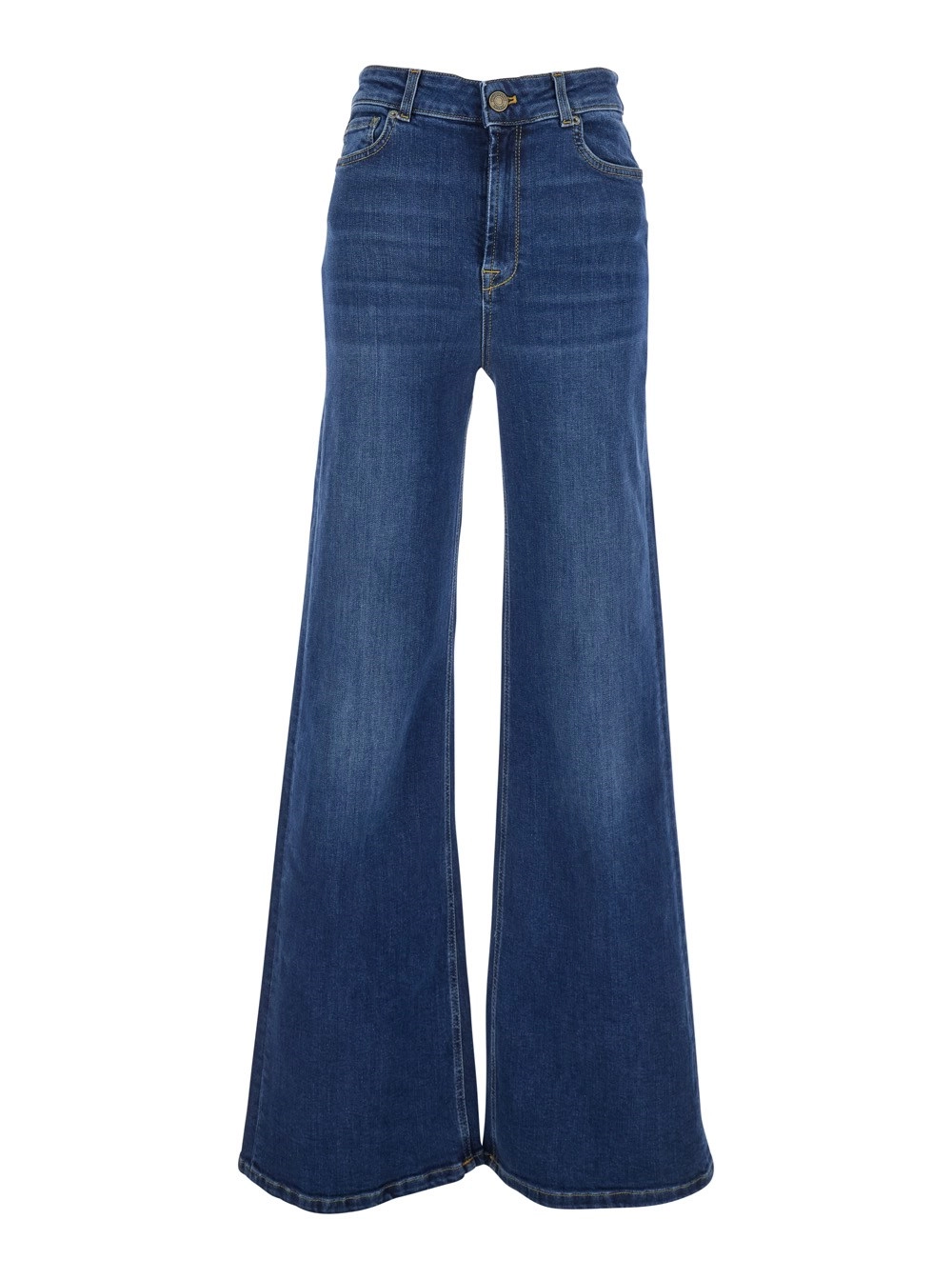 Twinset Jeans a cinque tasche con effetto slavato in denim blu donna