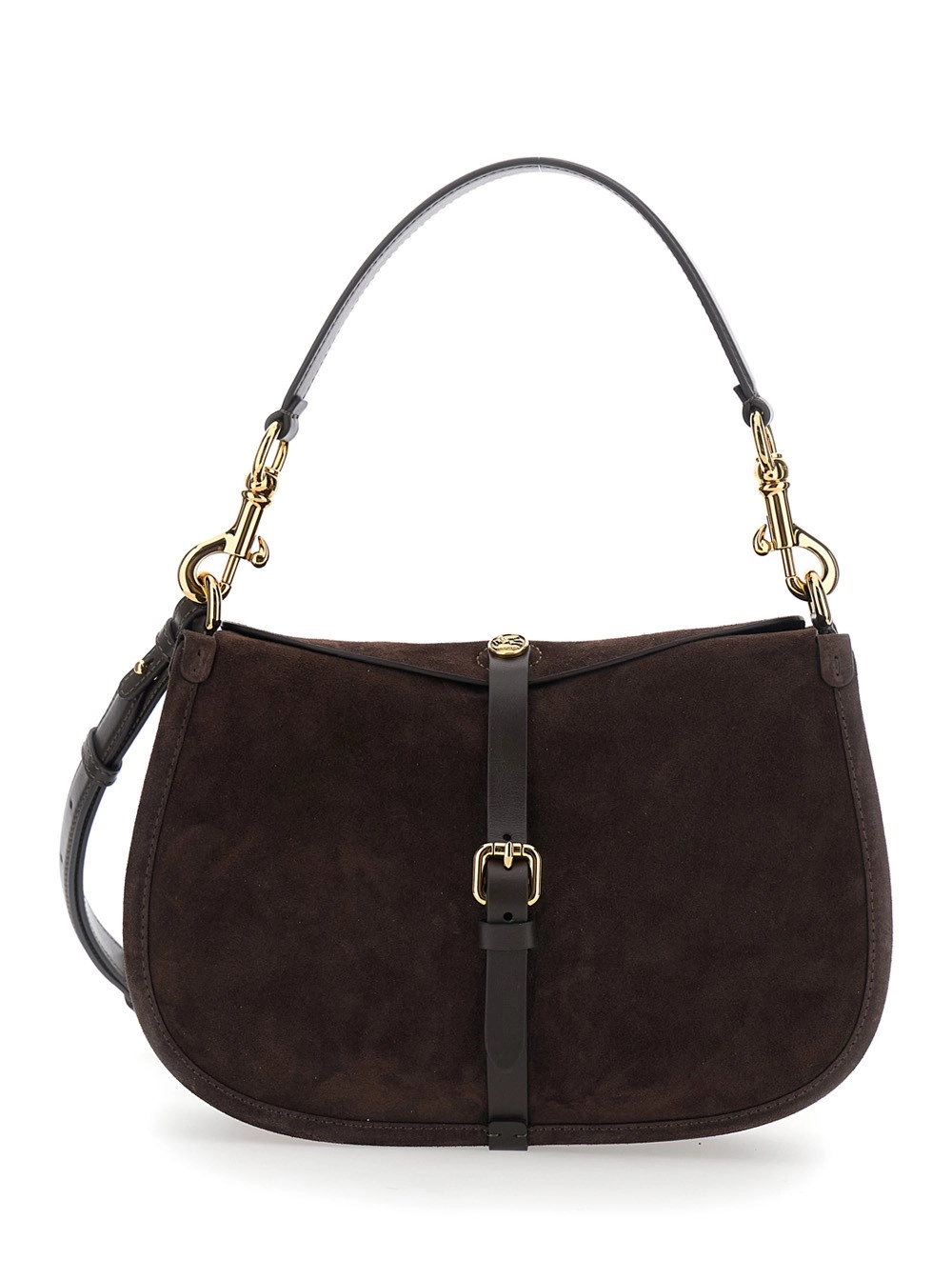 Etro Borsa a Spalla 'Pony' Media con Tracolla e Manico Intercambiabili in Pelle Scamosciata Marrone Donna