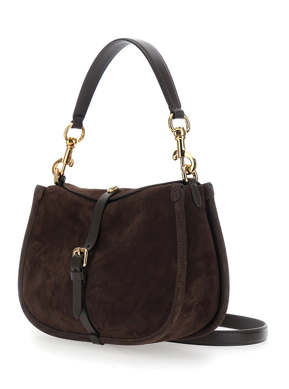 Etro Borsa a Spalla 'Pony' Media con Tracolla e Manico Intercambiabili in Pelle Scamosciata Marrone Donna, view 2