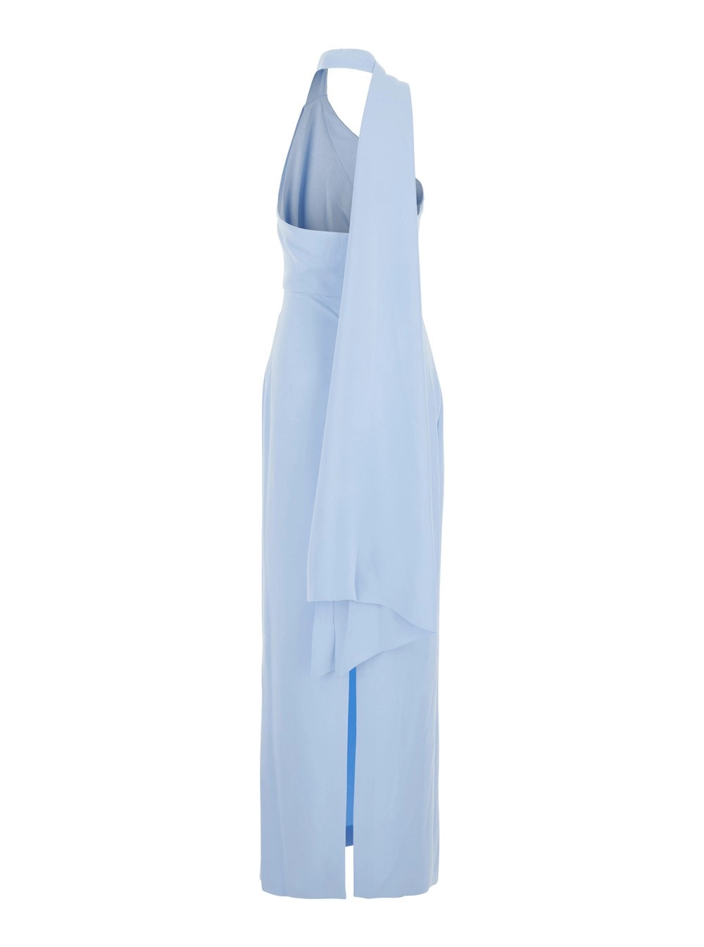 Solace london Abito Lungo 'Demi' con Design Monospalla e Spacco sul Retro in Tessuto Azzurro Donna, view 2