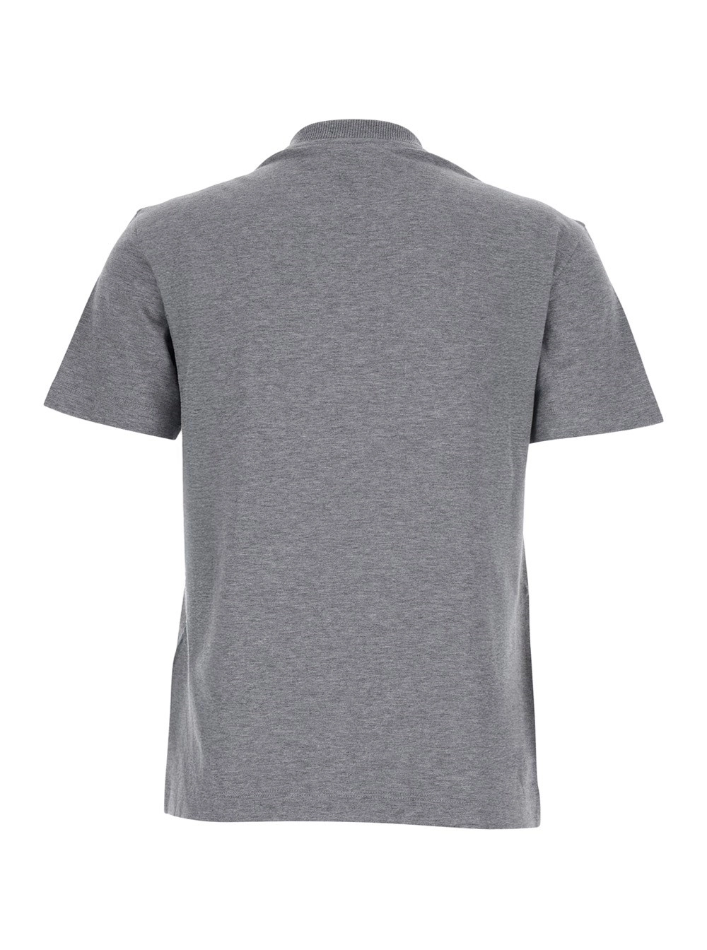 Fendi T-Shirt Girocollo con Dettaglio Logo FF sul Fronte in Cotone Grigia Donna, view 2