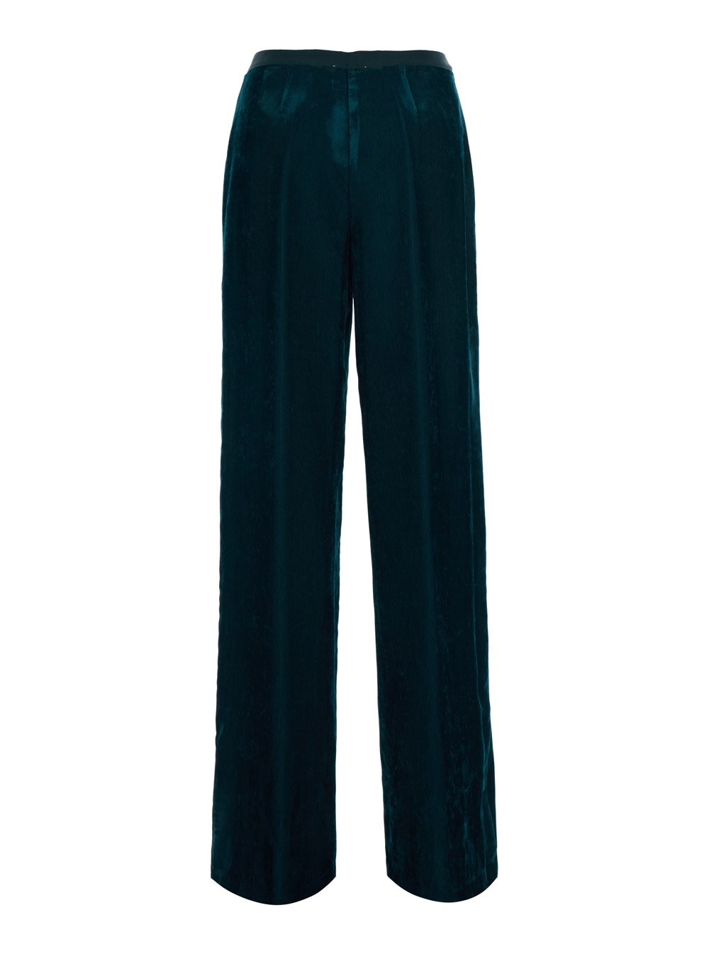 Forte_Forte Pantaloni a vita alta con due tasche laterali in velluto a coste blu donna, view 2
