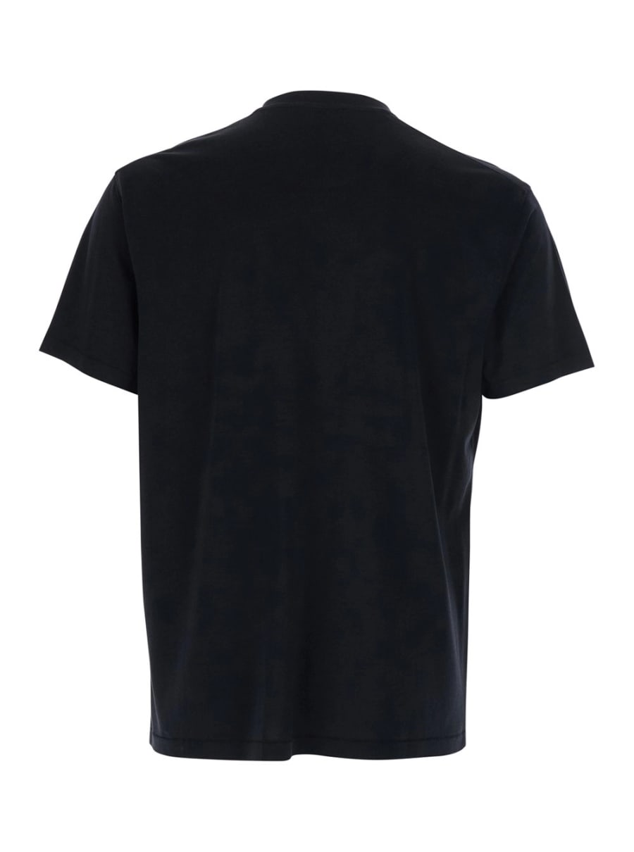 Tom Ford T-Shirt Girocollo con Ricamo Logo sul Fronte in Misto Cotone Nera Uomo, view 2
