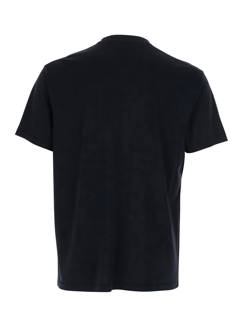 Tom Ford T-Shirt Girocollo con Ricamo Logo sul Fronte in Misto Cotone Nera Uomo, view 2