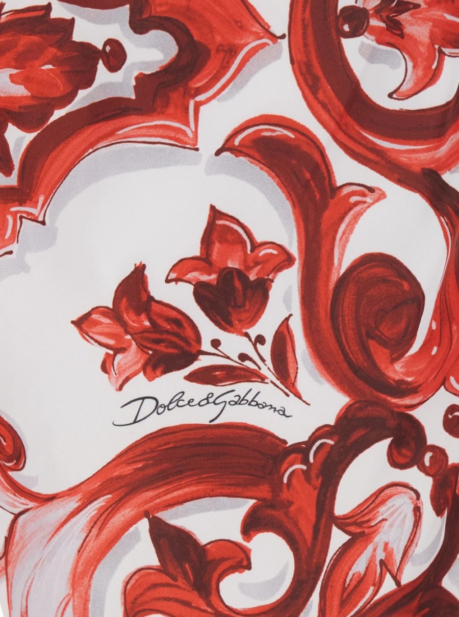 Dolce & Gabbana costume da bagno con vita con coulisse e stampa Maiolica all-over in tessuto tecnico bordeaux uomo, view 3