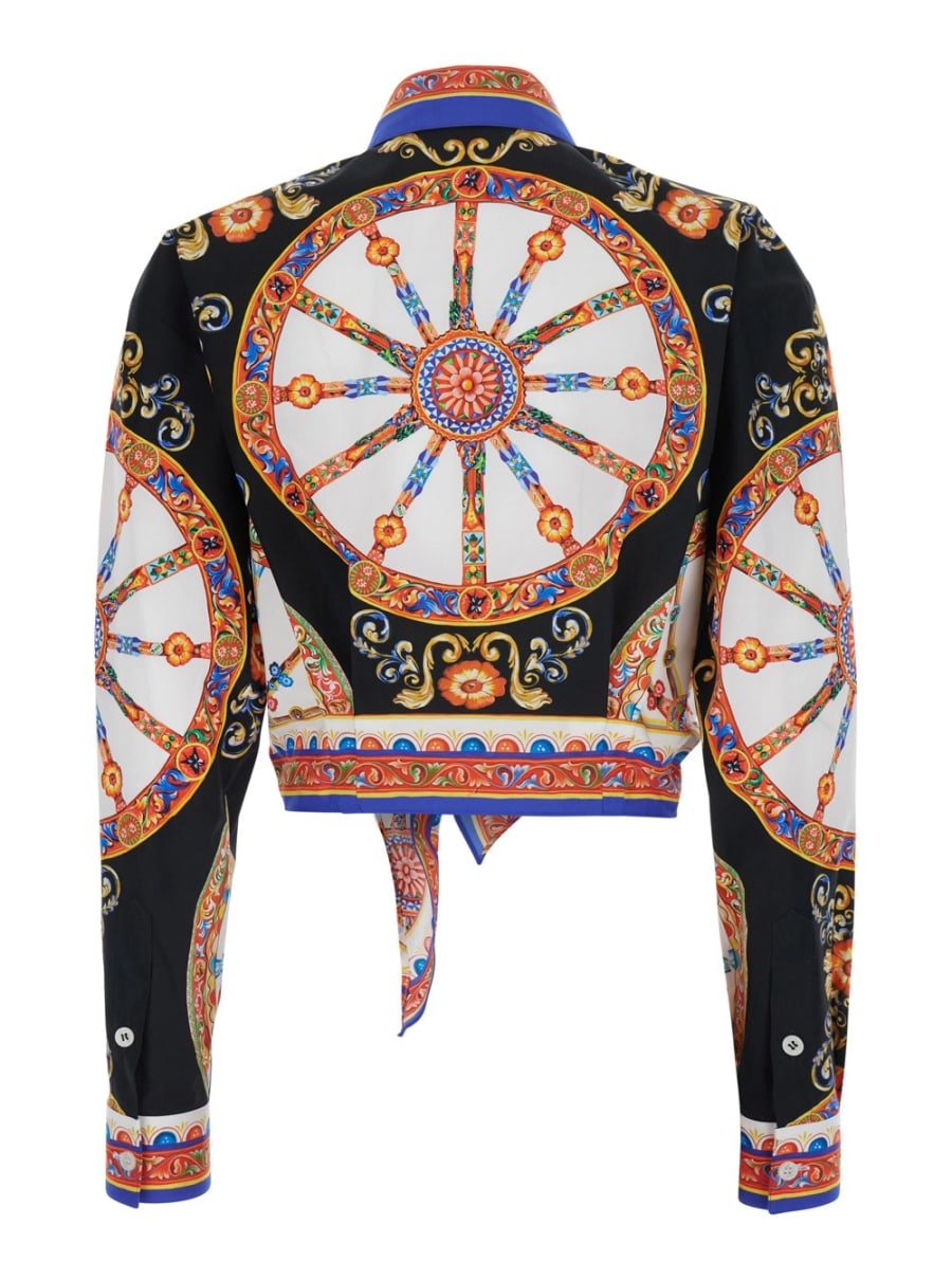 Dolce & Gabbana Camicia con stampa Carretto all-over in popeline di cotone multicolor donna, view 2