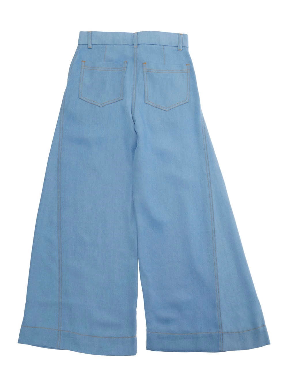 Monnalisa kids Jeans con gamba ampia e patch logo sulla tasca in denim azzurri bambina, view 2