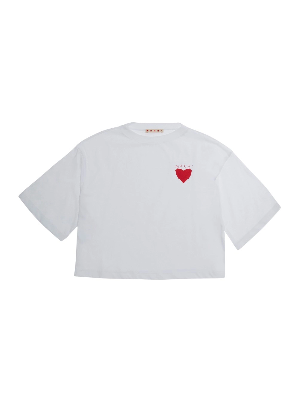 Marni kids T-shirt girocollo con logo sul fronte in cotone bianca bambina