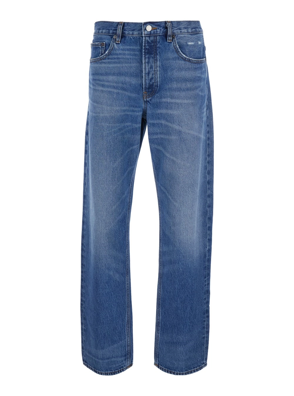 Frame Jeans dritti con passanti per cintura in denim blu uomo