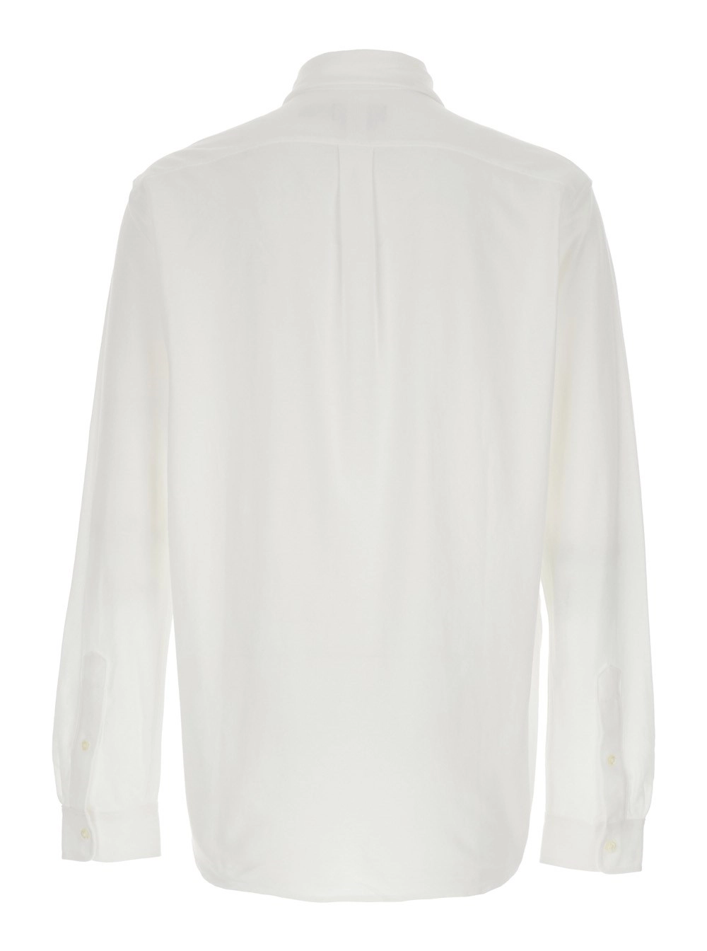 Polo Ralph Lauren Camicia Bianca con Colletto Button-Down e Ricamo Cavallino sul Fronte in Piquet di Cotone Uomo, view 2