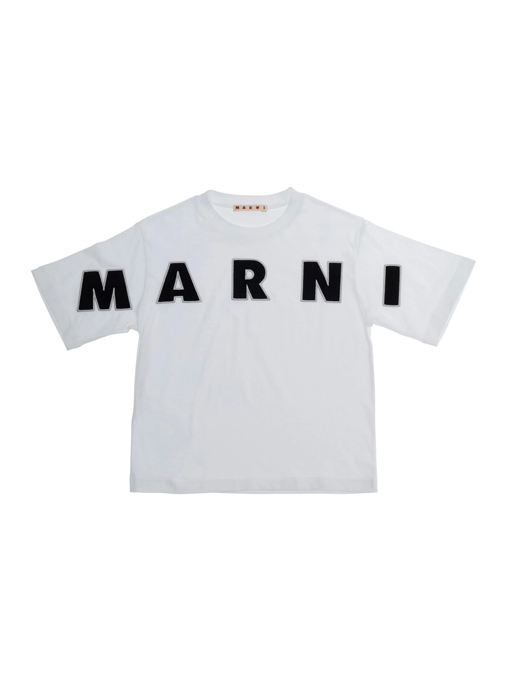 Marni kids T-Shirt Girocollo 'Logo' con Lettering sul Fronte in Cotone Bianco Bambina