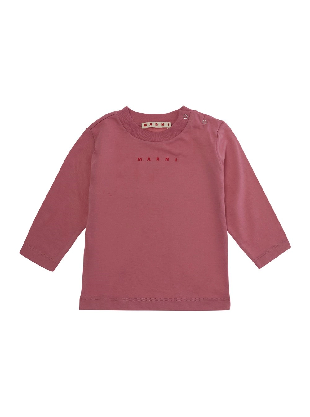 Marni kids T-shirt a maniche lunghe con logo sul fronte in cotone rosa baby