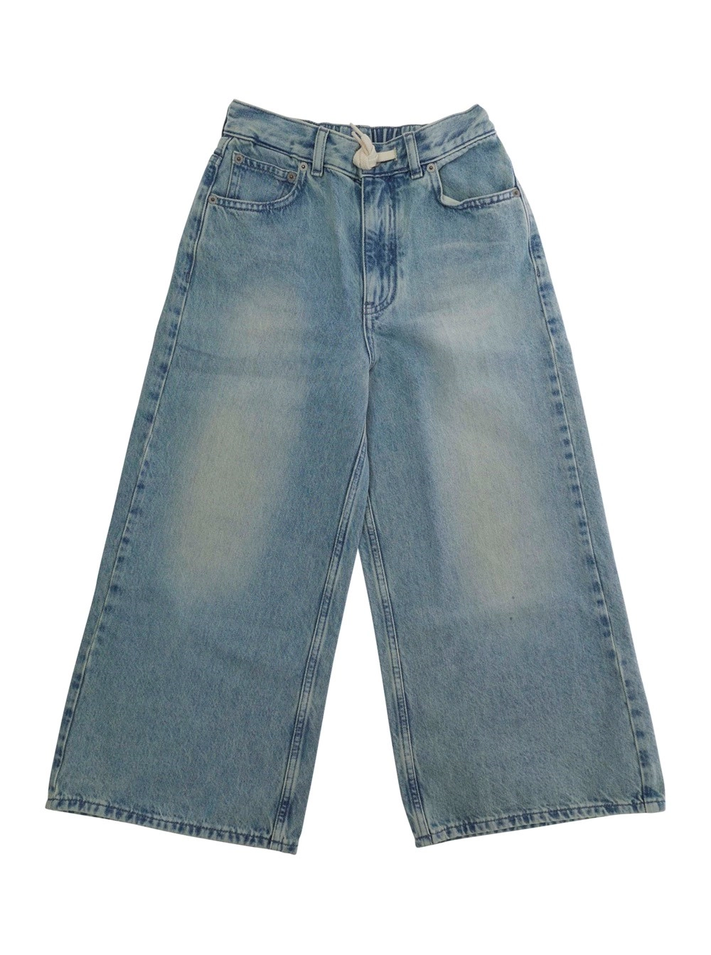 Mm6 maison margiela kids Jeans Azzurro con Chiusura con Nodo sul Fronte e Design Sbiadito in Denim Bambino