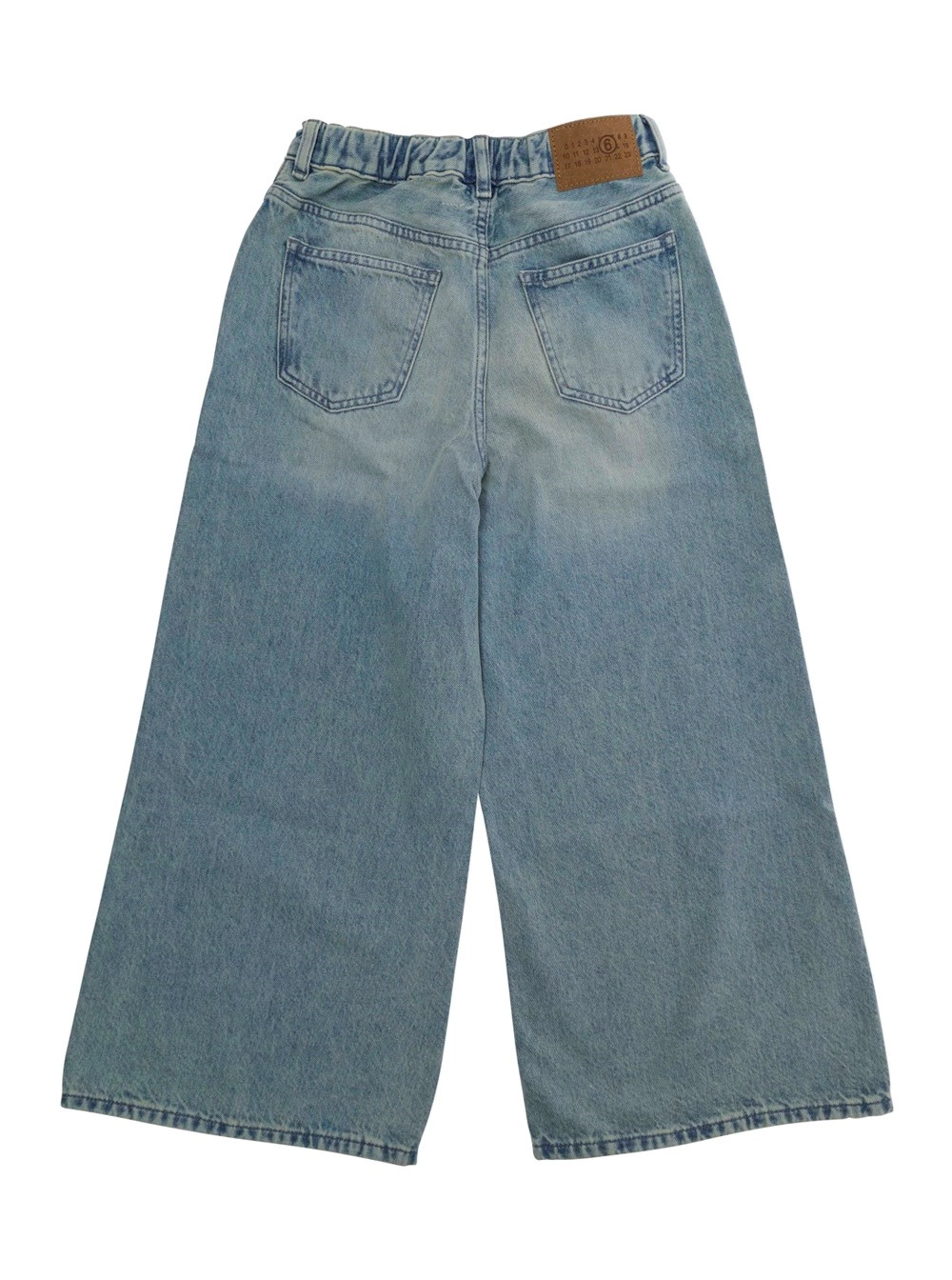 Mm6 maison margiela kids Jeans Azzurro con Chiusura con Nodo sul Fronte e Design Sbiadito in Denim Bambino, view 2