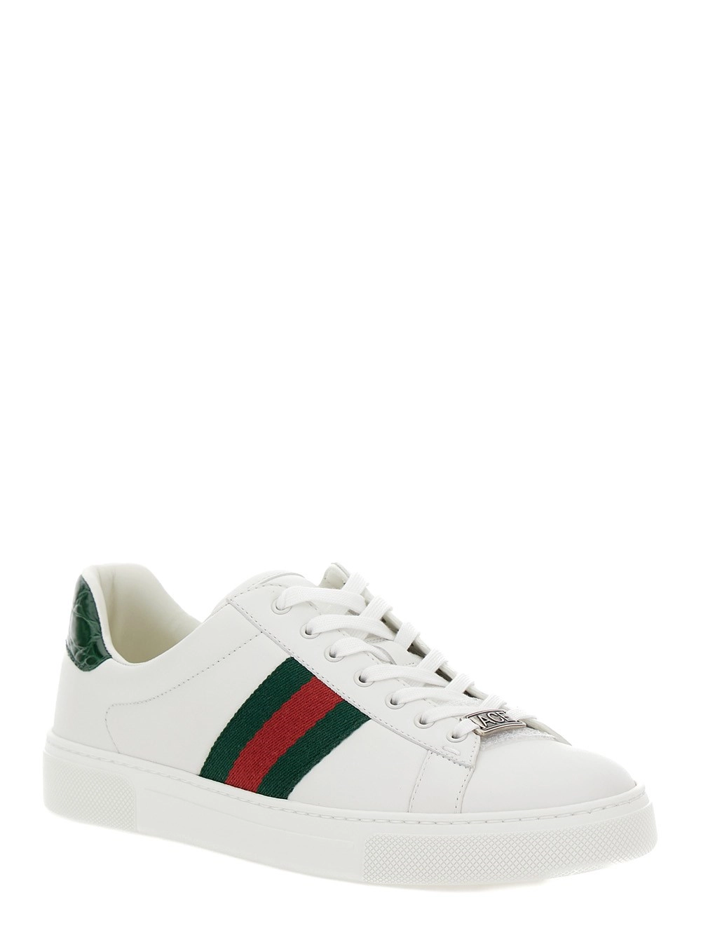 Gucci Sneaker basse 'Ace' con dettaglio Web in pelle bianca donna, view 2