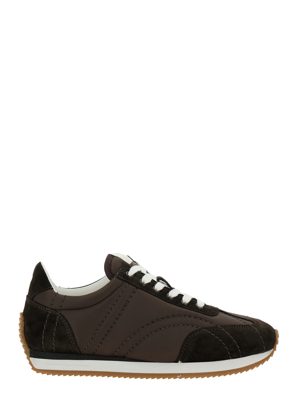 Toteme Sneakers con Dettaglio Logo sulla Linguetta in Suede e Tessuto Tecnico Marroni Donna