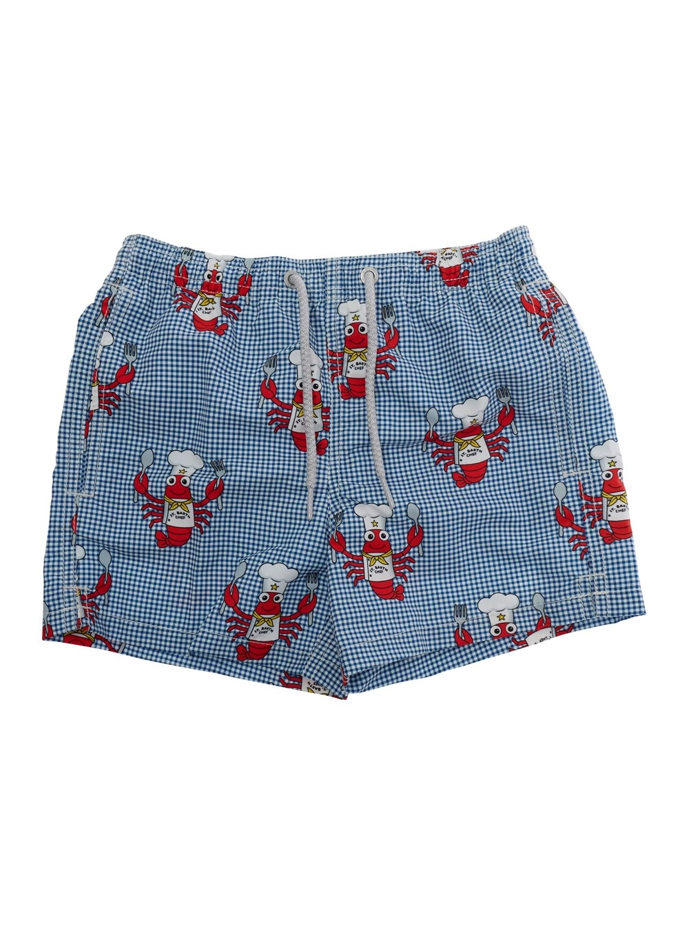 Mc2 saint barth kids Costume con Stampa Lobster e motivo a righe in tessuto tecnico blu bambino